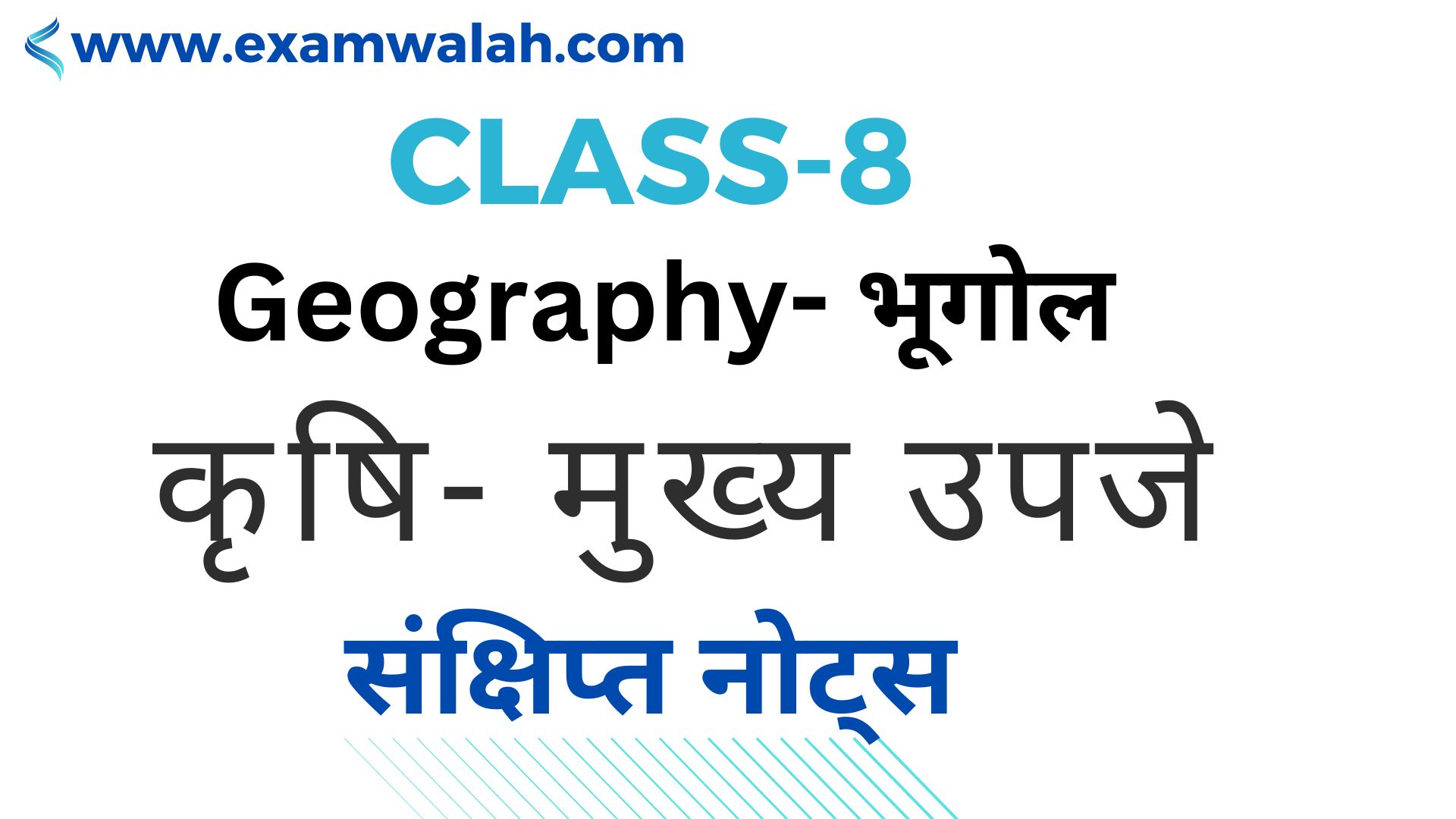 Class-8 Geography Agricultural-Main Produces in Hindi - कक्षा- 8 भूगोल ‘कृषि मुख्य उपजे’ संक्षिप्त नोट्स